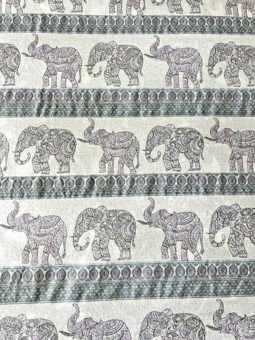 ELEPHANT King Flat Sheet 100% Cotton Purple Blue Green Mandala Linens Safari